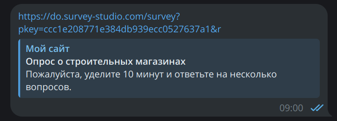 Сообщение с настроенным предпросмотром